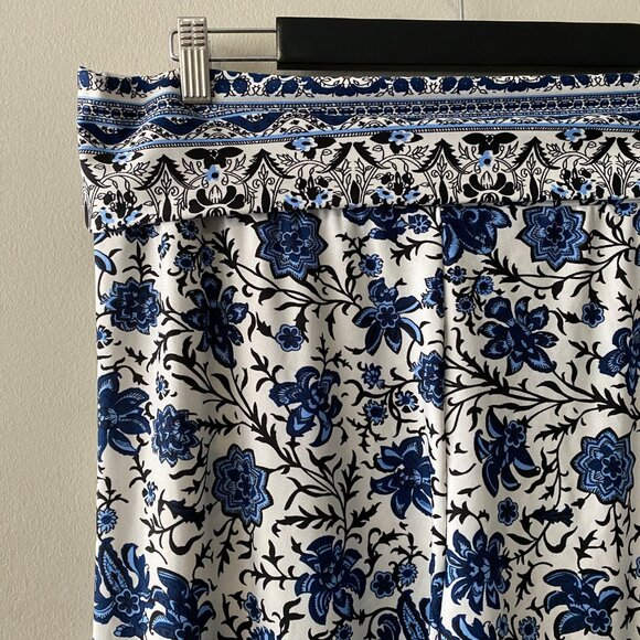 Artizan Robin Barré Blue White Floral Print Print Wide Leg Pant - Picture 10 of 14